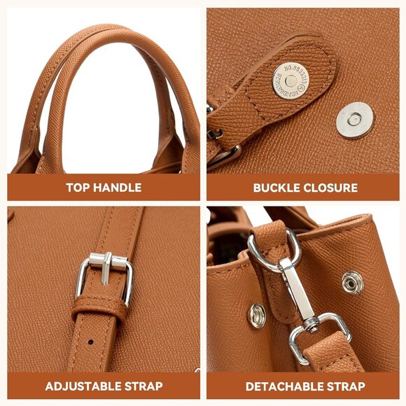 Women Satchel Bag Vegan Leather 3-Way Convert, Adjustable, Stylish, Compact - Picture 5 of 6